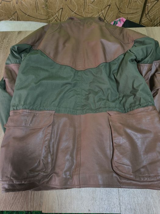 Ловна шуба естествена кожа и плат