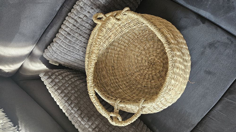 Голяма плетена кошница с дръжка Ø35