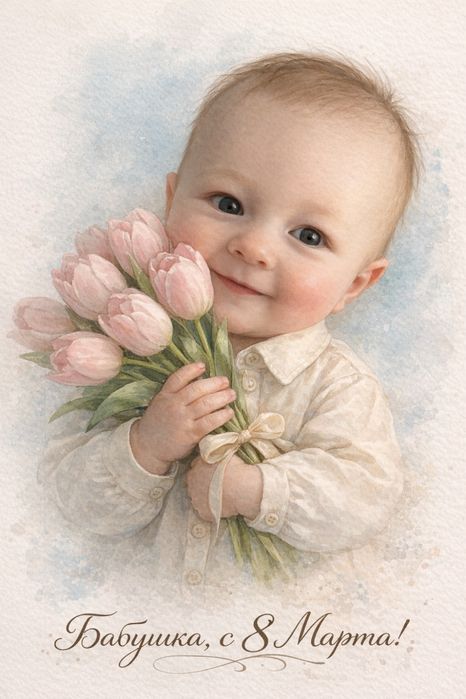 Открытка поздравление с 8 марта с вашим ребенком