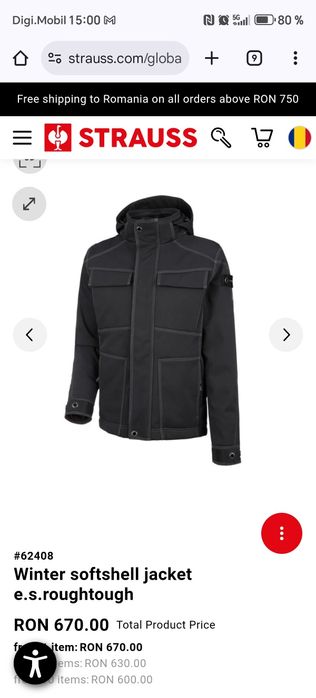 Geacă Iarnă Engelbert Strauss Softshell Roughtough  M Nou
