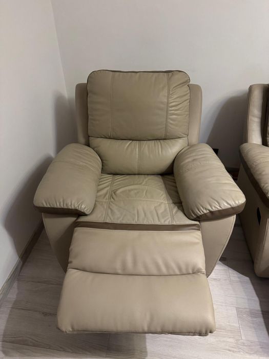 Canapea cu 2 fotolii Kring Royal din piele cu recliner