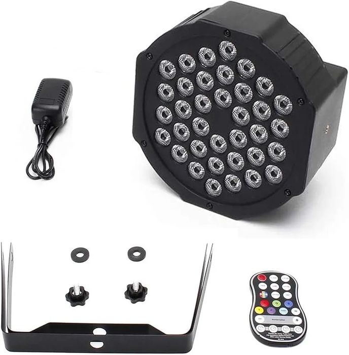 Професионален акумулаторен LED Par прожектор, 36 RGB диода, 5000mAh батерия, дистанционно управление и DMX за сценично осветление