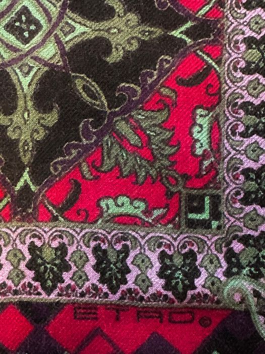 Оригинален шал Etro – 140x140 см, коприна, вълна и кашмир