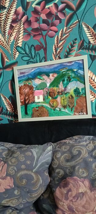 Tablou vechi românesc_Ghiață Dumitru " Valea