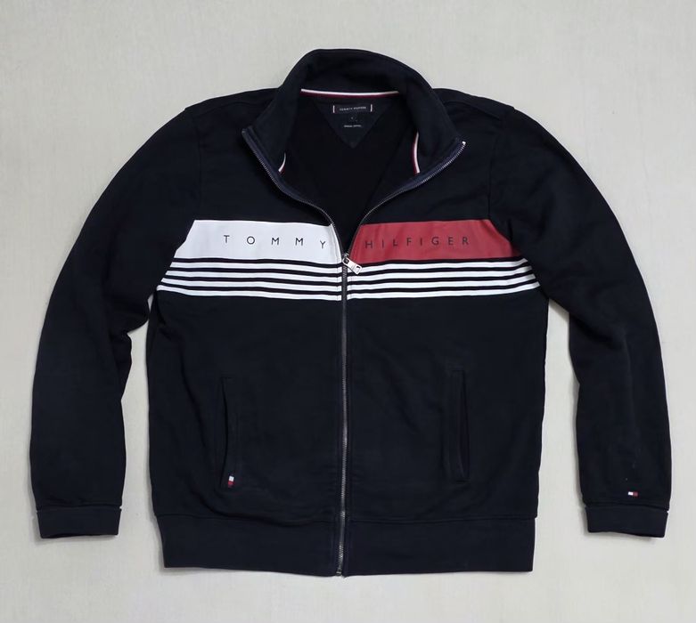 Jacheta casual Tommy Hilfinger 100% bumbac, bluza cu fermoar, Nr. L