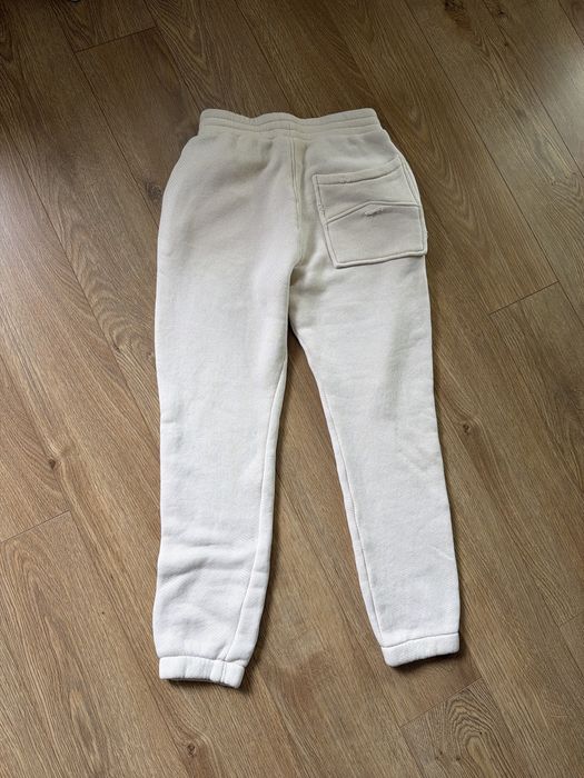 Pantaloni PNK nou culoare alb/unt cu pictura manuala