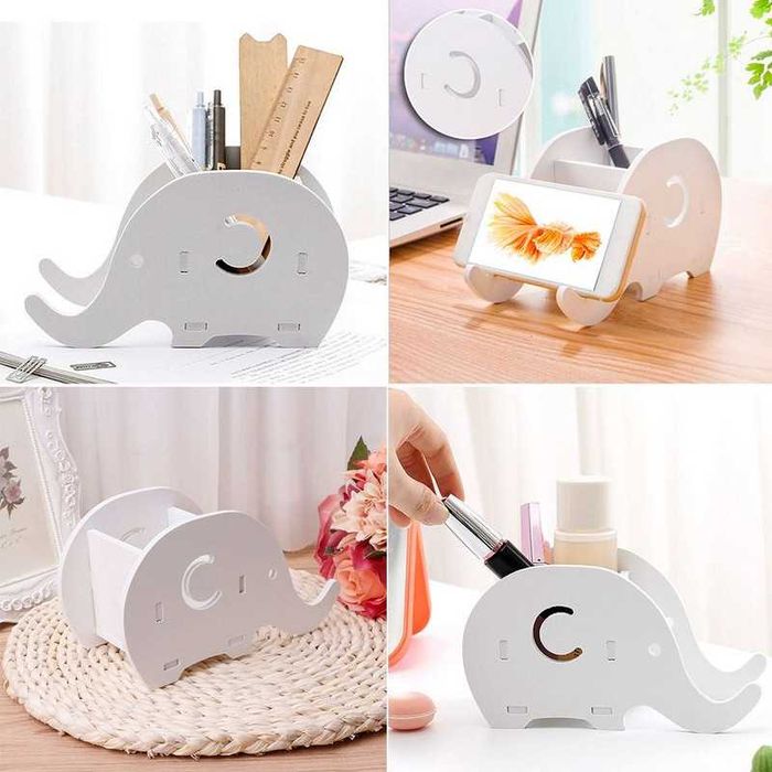 Детски дървен органайзер за Бюро със стойка за телефон Слонче