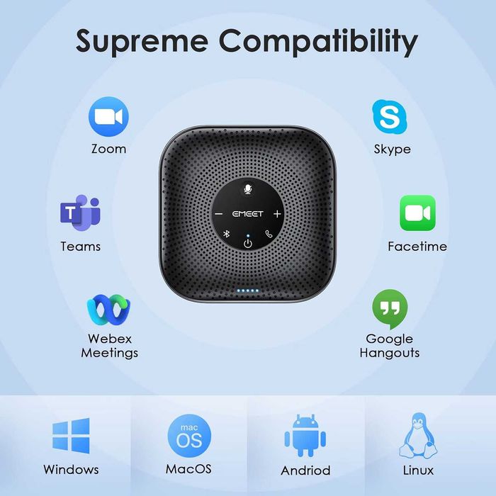 EMEET M0 Plus – професионален Bluetooth speakerphone за онлайн срещи и конференции