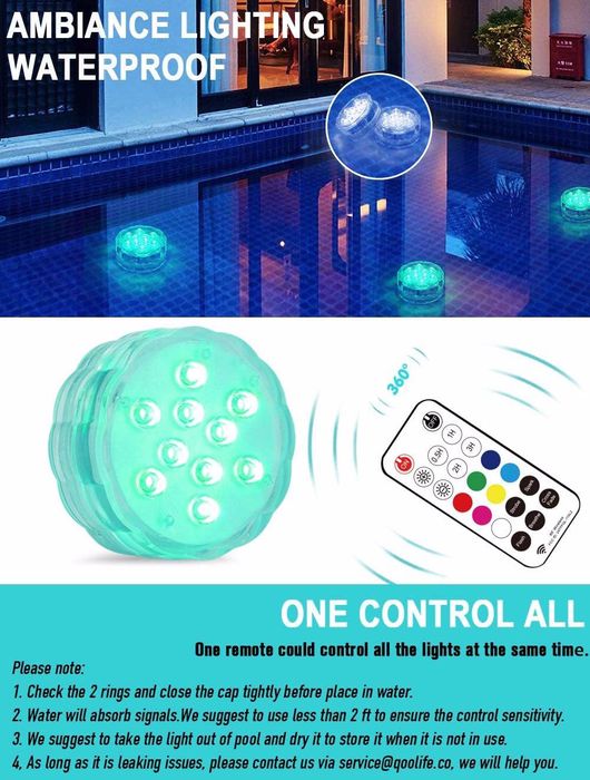 Set 2 lumini subacvatice LED Piscina Telecomanda