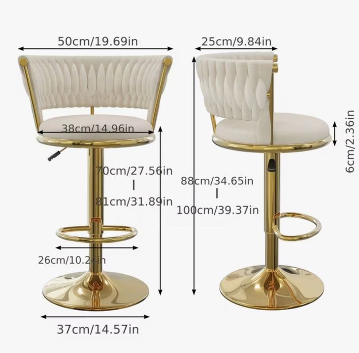 Set 2 scaune crem cu picior auriu sau argintiu