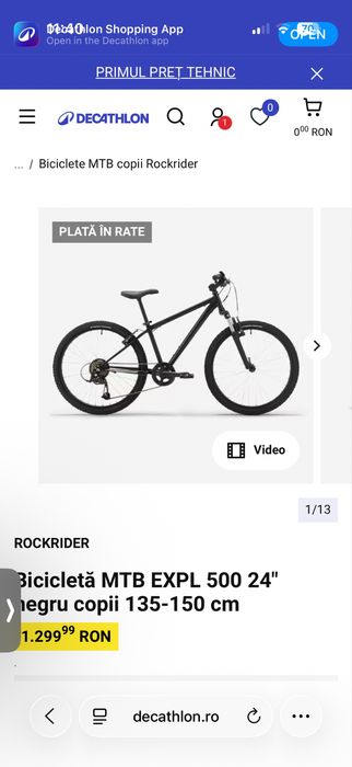 Bicicleta copii Rockrider E-XPL 500 24”
