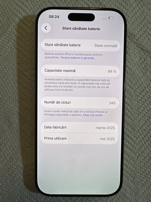 Vand iPhone 16 Pro ca nou,baterie 94% funcționează perfect, poze reale