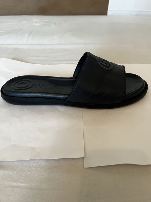 Papuci din piele naturală bleumarin