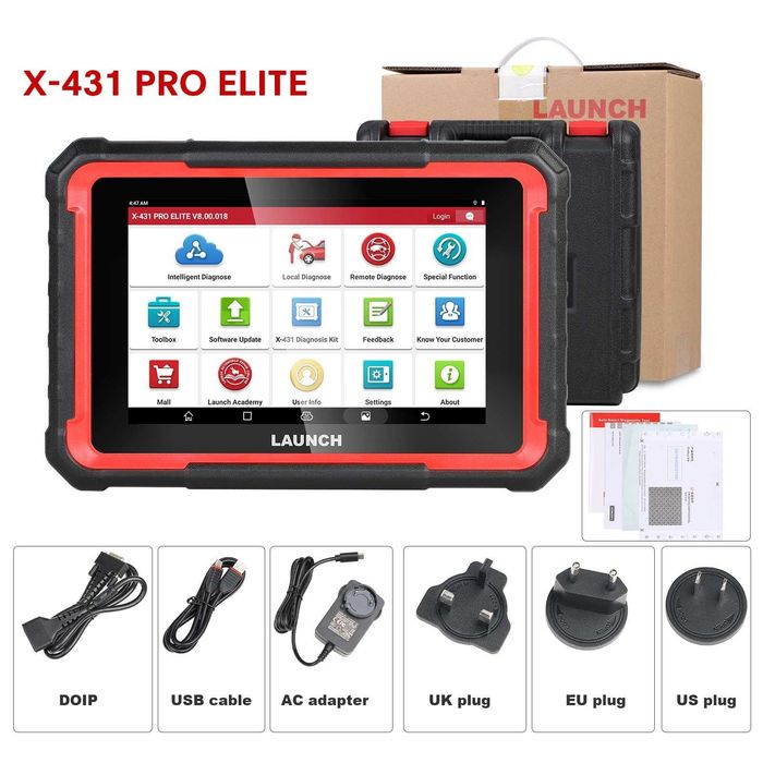 Tester diagnoza auto profesional multimarca LAUNCH X431 PRO ELITE, tableta 8" Android 10, 4GB RAM 64GB, 37+ functii service, 25 limbi, update 2 ani
