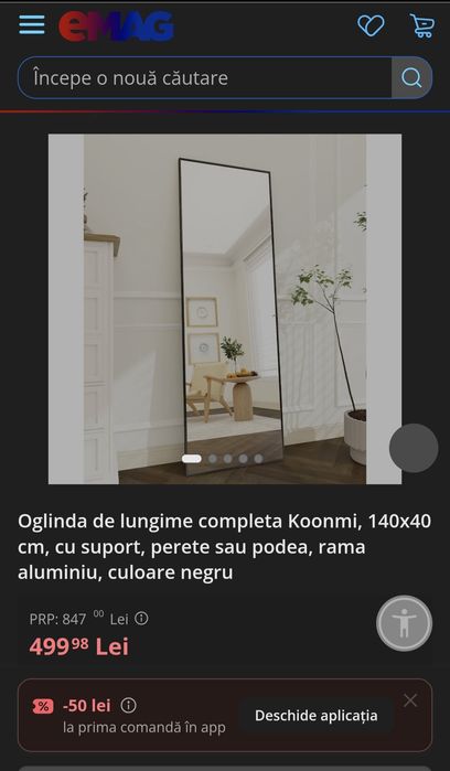 Oglinda cu picior 140x40 neagra