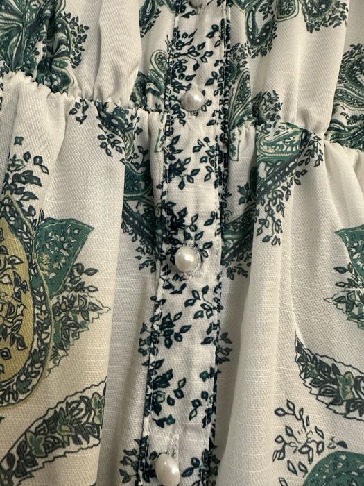 Rochie lunga, alb/verde, M/L