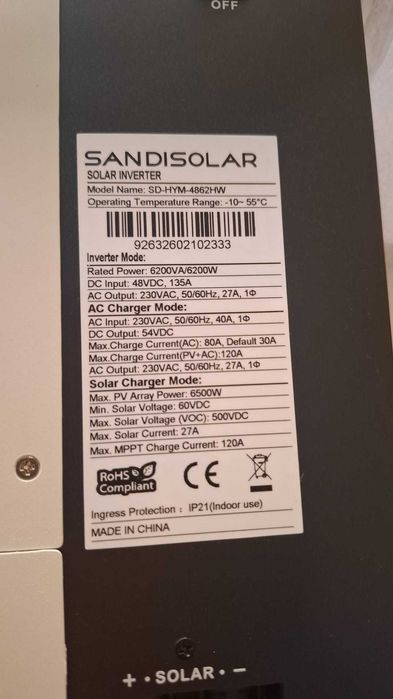 Invertor hibrid 6,2 kw / 48v, nou