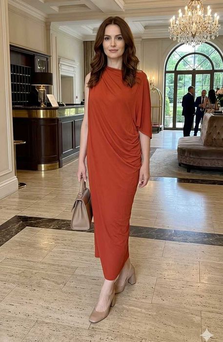 Rochie asimetrica COS, vascoza 75%, marimea L