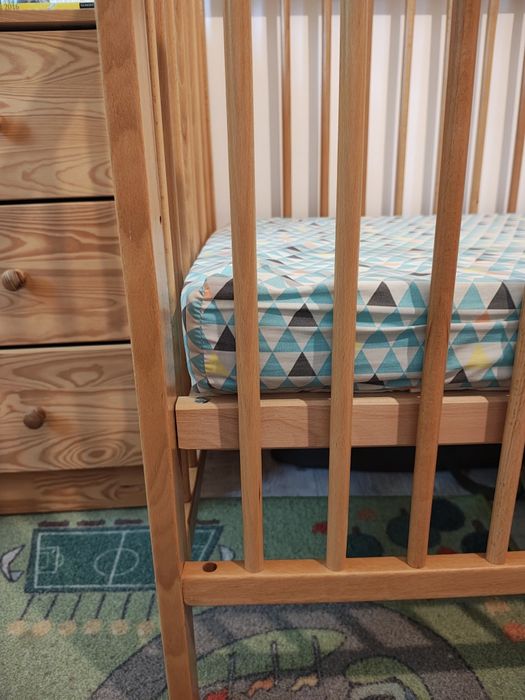 Pătuț copii din lemn natur 120x64