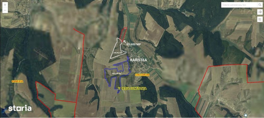 Teren investitie  106 ha , Raristea, comuna Ion Corvin, pasune Consta