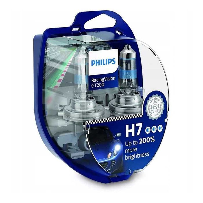 Set Becuri H7 sau H4 55W 12V Racing Vision GT200 Philips +200%