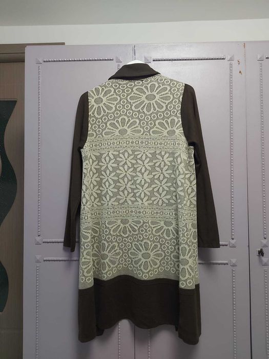 Cardigan lung, Lina Casadio, lână Merino, mărimea XXL, maro