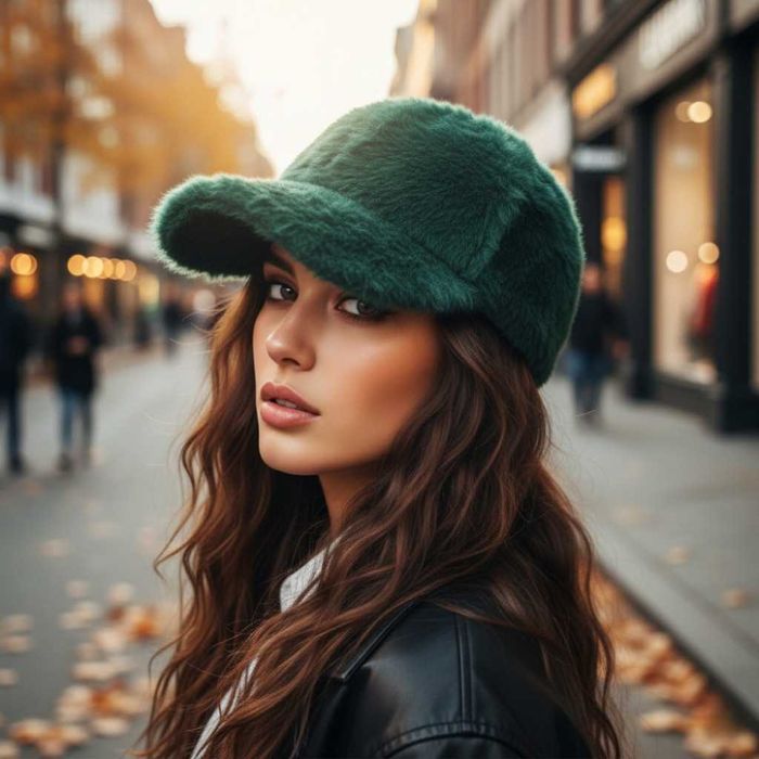Топла дамска шапка с козирка - пухкав зимен комфорт