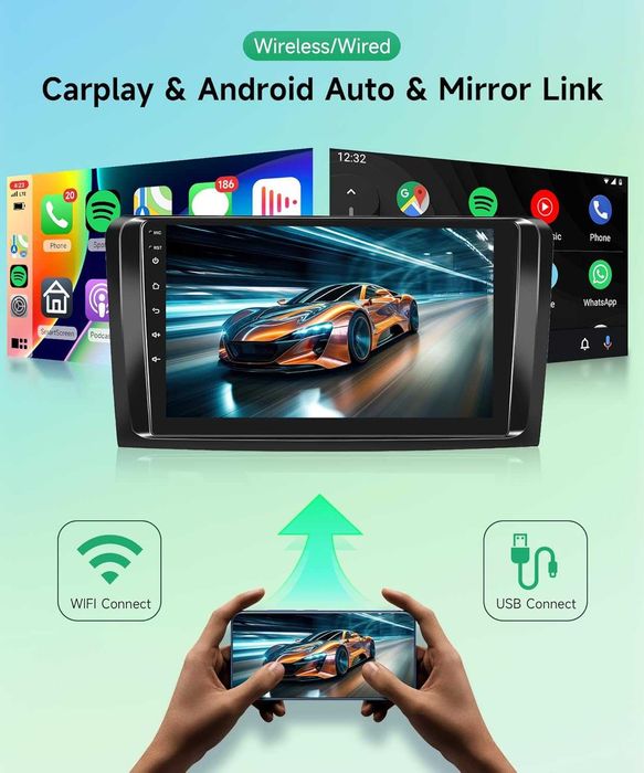 Navigatie Android Stereo Radio Wireless Carplay Android auto 9 Inch GPS WiFi Bluetooth Backup Camera