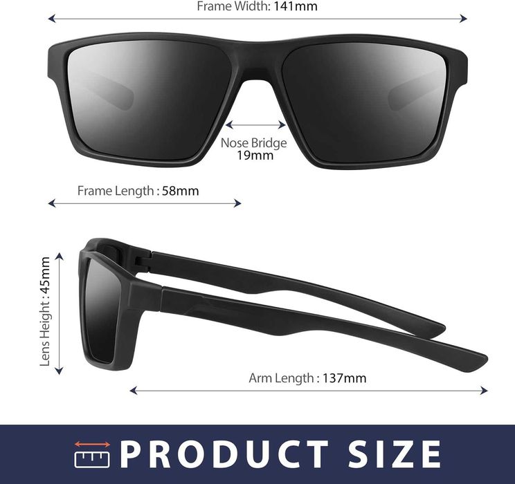 Ochelari de soare Kunchu unisex polarizati protectie UV400 negru