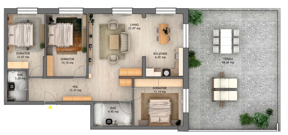 Penthouse cu 4 cam 155 mp Bl 3 ,  D-na Stanca Selimbar Mall -Orhideea