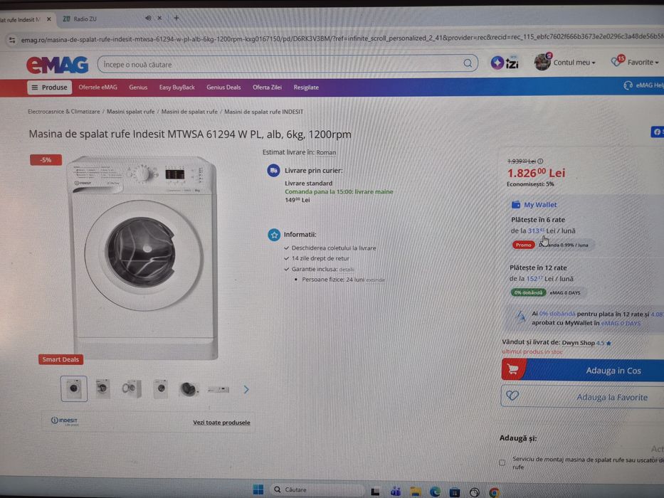 Masina de spălat Indesit
