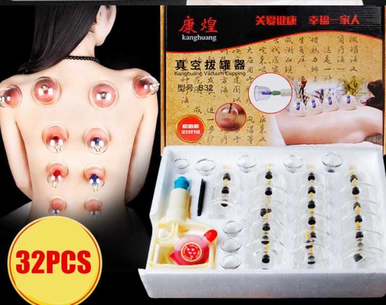 Професионален сет от 32бр. вендузи/вакуум чашки за детокс + магнити