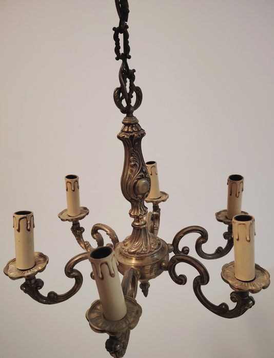 Superb candelabru antic din bronz masiv cu 6 brate in stilul francez,p