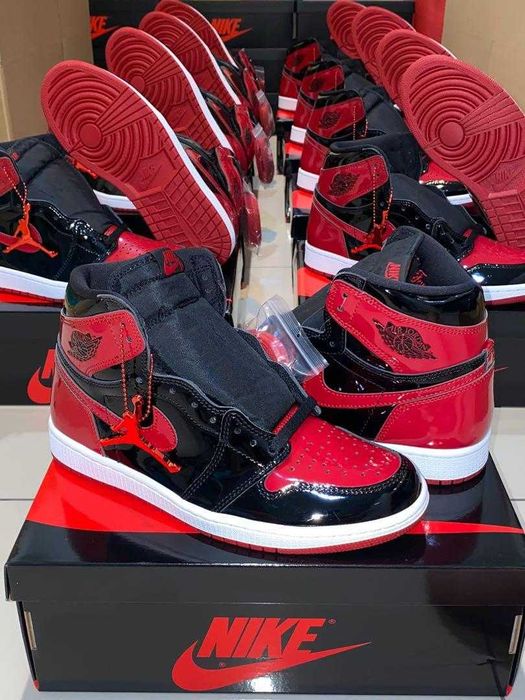 #NOU# Nike Air Jordan 1 High Patent Bred - Livrare Verificare Colet -