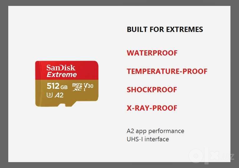 Карта памяти SanDisk Extreme 512 ГБ microSD U3 V30 A2