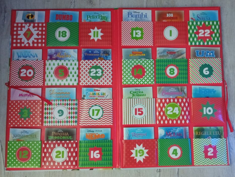 Calendar Advent original Disney, cu 24 de cărticele