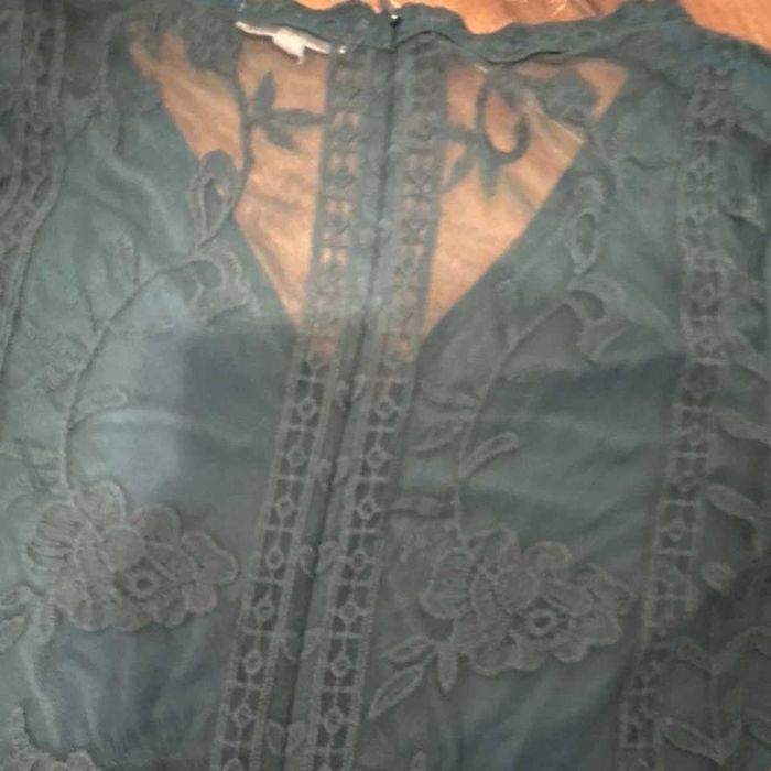 Rochie lungă dantelă verde smarald, mărimea L, superbă