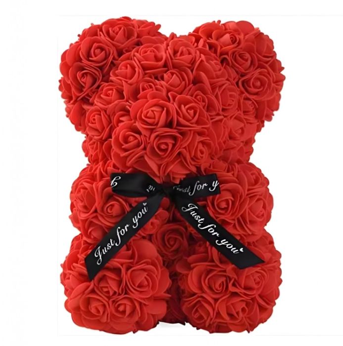 Плюшено мече с LED рози - подарък за мама, момиче, баба - комплект веч