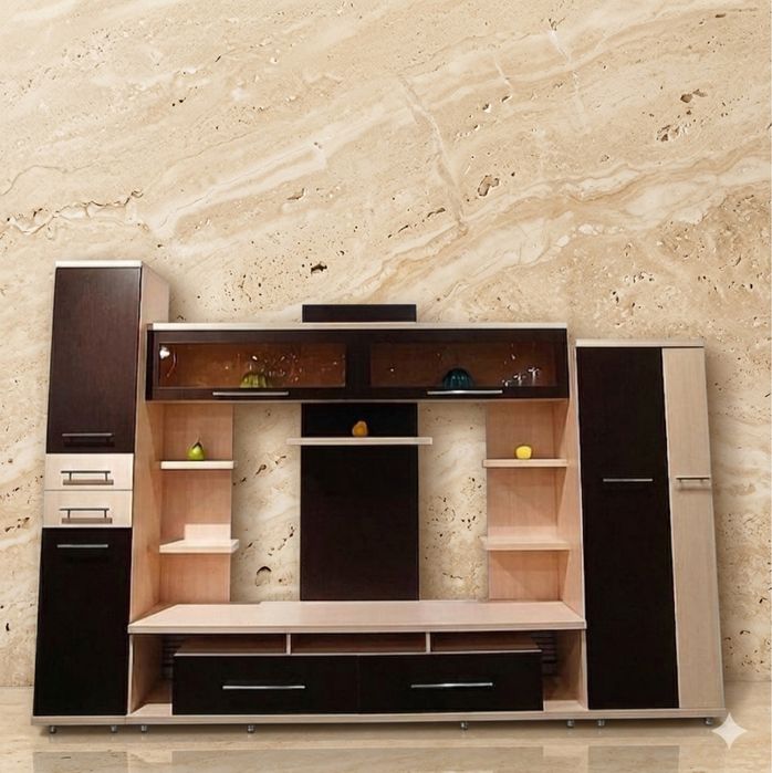 Стильная стенка в гостиную - современный дизайн и много места