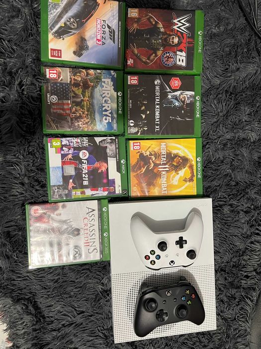 Xbox One S + 2 controllere + 7 jocuri – stare foarte bună