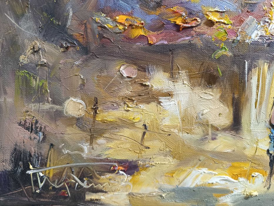 Рисувана, маслена картина на художник Йорданов "Заминаване"