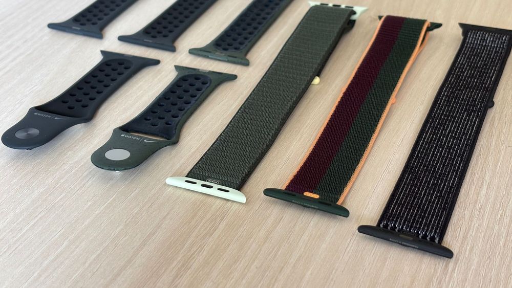 Curele Apple Watch 44 45 Dark Cherry Cypress Nike Cargo Kaki Black