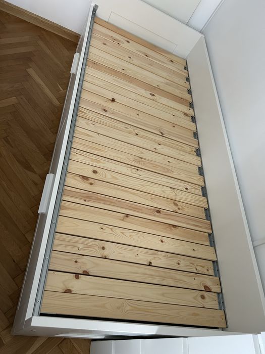 Pat Ikea Brimnes extensibil 2sertare 2saltele, alb, 80x200 cm