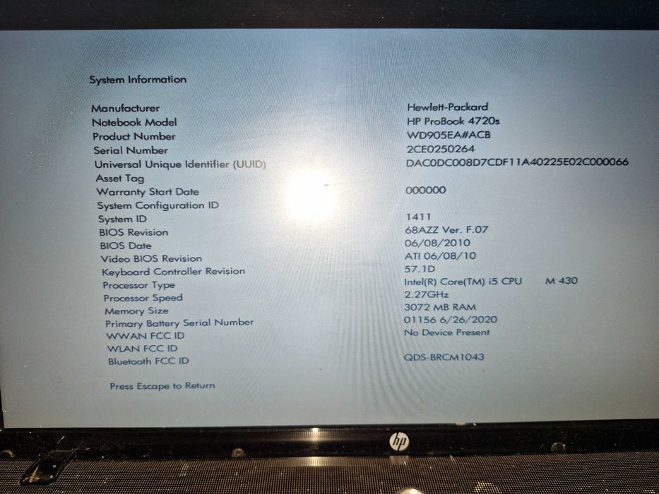 hp probook 4720s 20000 тенге