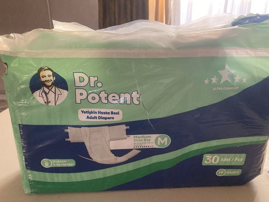 Подгузники для взрослых Dr. Potent M (85–125 см) – 180 тг/шт