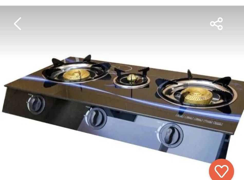 Газов котлон с 3 горелки, стъклен панел, газова , с пиезо запалване