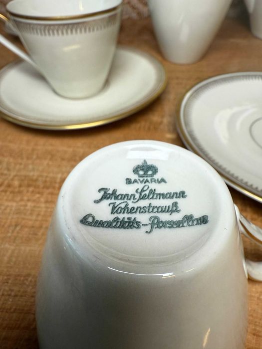 Set de ceai porțelan fin – Bavaria, model elegant cu margini aurii