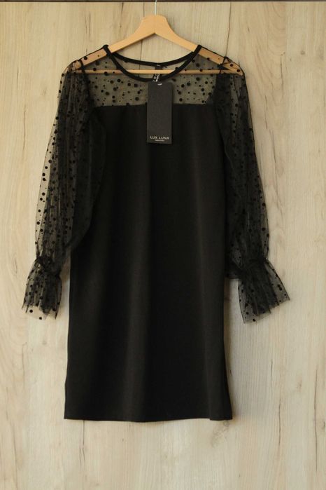 Нова дамска черна вечерна рокля Lux Luna с права кройка | размер M