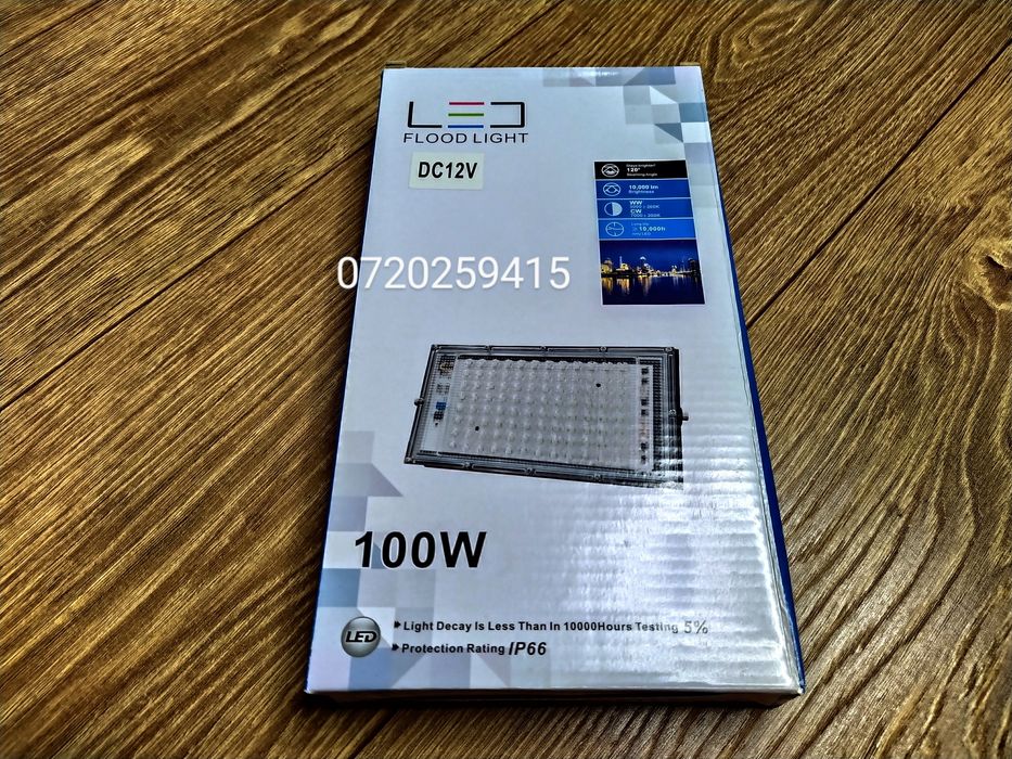 Proiector LED 12V Camping, Pescuit, Slim 100W=950W, 9500LM, 6000K, 12V