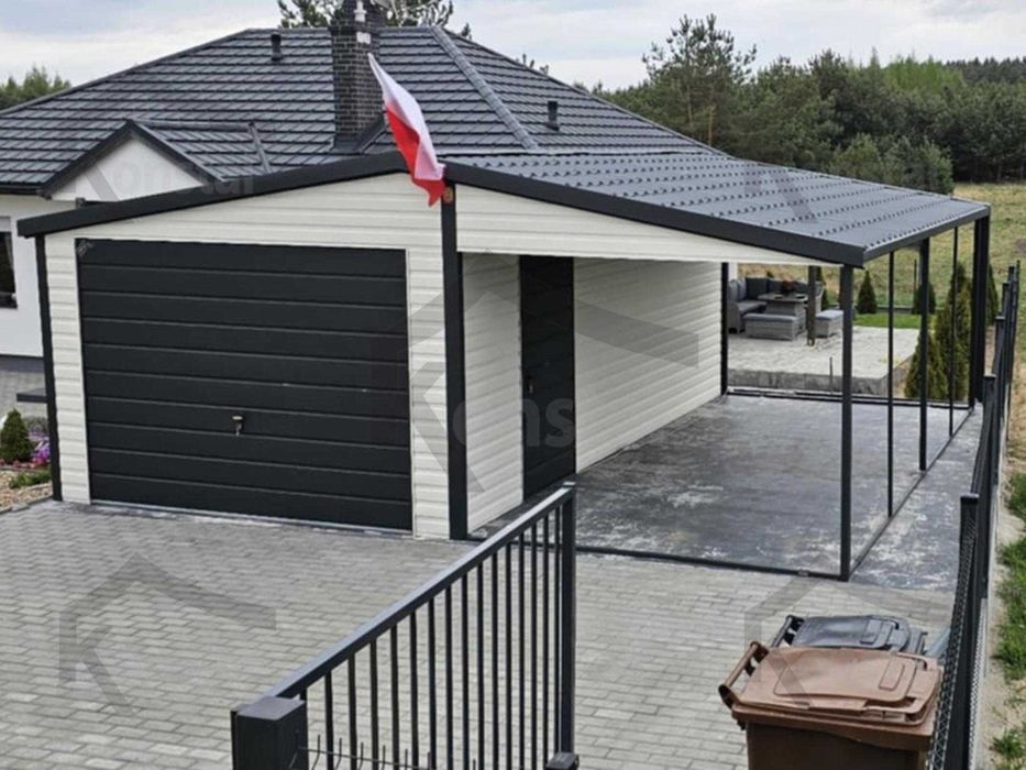 Garaj metalic 6,5x5 EXTRALINE + copertină + BTX9010 + BTX9005